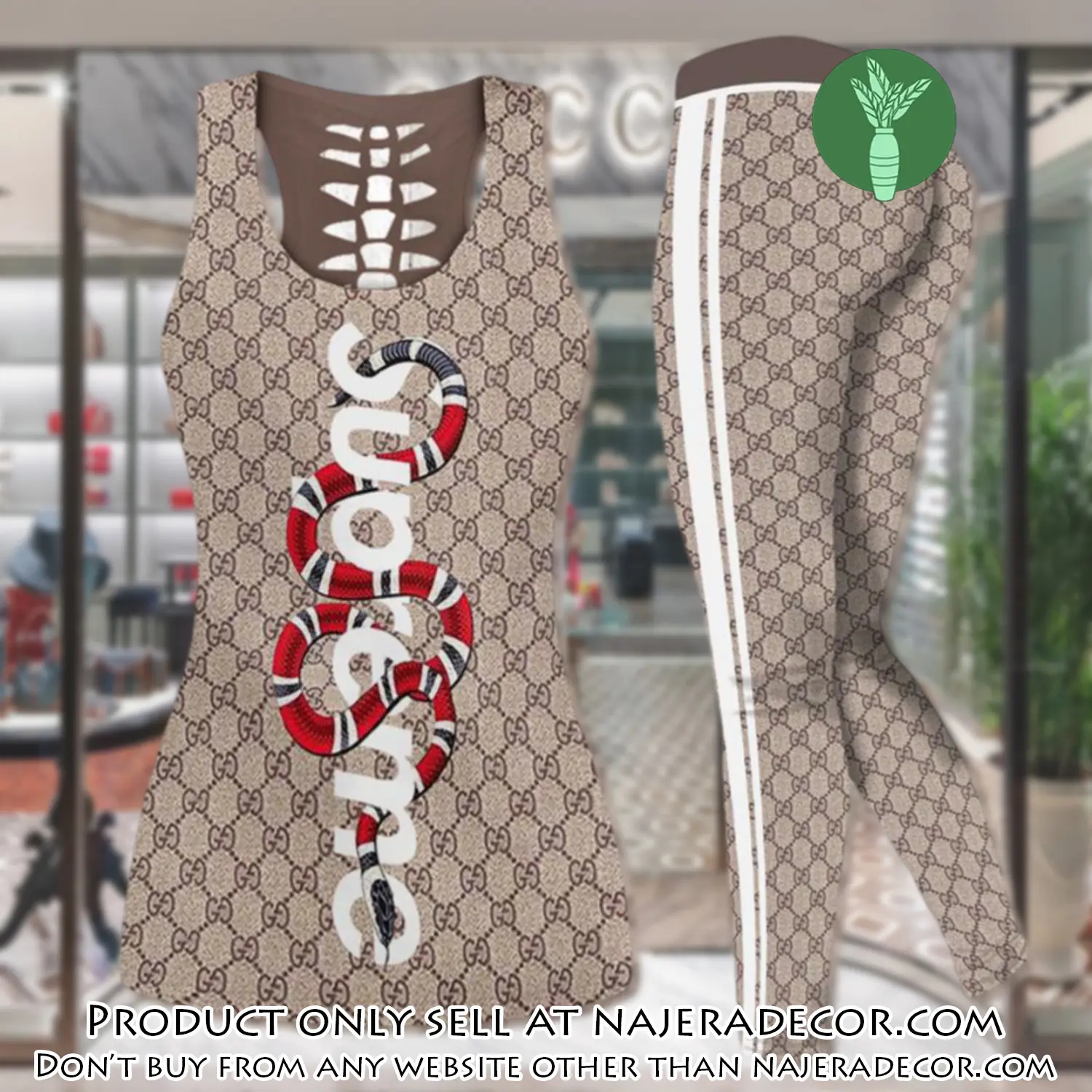 Gucci supreme snake tank top leggings set luxury brand for women yoga gym njr3007648